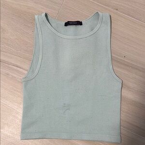 Forever 21 Green Fitted Crop Tank Top